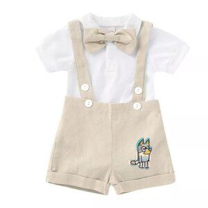 Bluey outfit Beige Boy Bluey First Birthday Outfit Bluey Clothes Suspenders